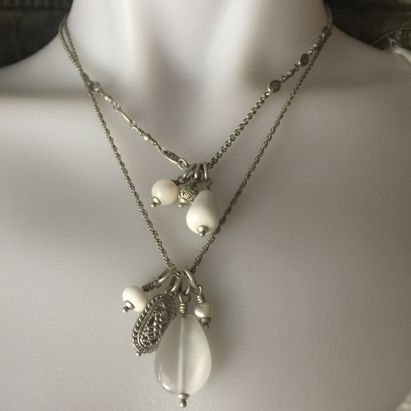 LC Jewelry - Double Strand Silvertone necklace by LC